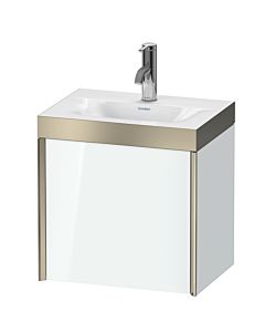 Duravit XViu vanity unit XV4631OB185P 45x33.3cm, 2000 door, right, 2000 tap hole, matt champagne, Rahmen P, white high gloss
