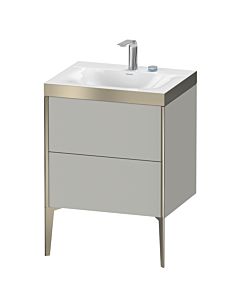 Duravit XViu Waschtisch-Unterschrank XV4709OB135C 60x48cm, 2 Auszüge, 1 Hahnloch, champagner matt, Rahmen C, Eiche terra