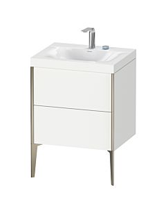 Duravit XViu Waschtisch-Unterschrank XV4709EB118C 60x48cm, 2 Auszüge, 2 Hahnlöcher, champagner matt, Rahmen C, weiß matt