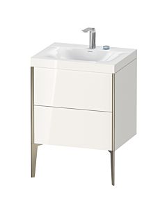 Duravit XViu Waschtisch-Unterschrank XV4709EB122C 60x48cm, 2 Auszüge, 2 Hahnlöcher, champagner matt, Rahmen C, weiß hochglanz