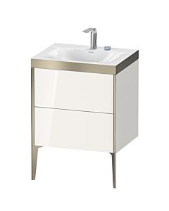 Duravit Meuble sous-vasque XViu XV4709EB122P 60x48cm, 2 coulissants, 2 trous pour robinetterie, champagne mat, Rahmen P, blanc brillant