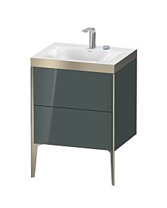 Duravit XViu Waschtisch-Unterschrank XV4709EB138P 60x48cm, 2 Auszüge, 2 Hahnlöcher, champagner matt, Rahmen P, dolomiti grey hochglanz