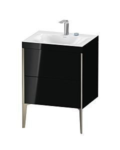 Duravit XViu Waschtisch-Unterschrank XV4709EB140C 60x48cm, 2 Auszüge, 2 Hahnlöcher, champagner matt, Rahmen C, schwarz hochglanz