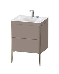 Duravit Meuble sous-vasque XViu XV4709EB143C 60x48cm, 2 coulissants, 2 trous pour robinetterie, champagne mat, Rahmen C, basalte mat