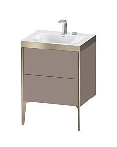 Duravit Meuble sous-vasque XViu XV4709EB143P 60x48cm, 2 coulissants, 2 trous pour robinetterie, champagne mat, Rahmen P, basalte mat