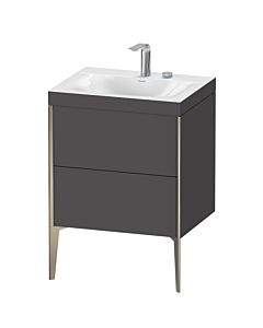 Duravit XViu Waschtisch-Unterschrank XV4709EB149C 60x48cm, 2 Auszüge, 2 Hahnlöcher, champagner matt, Rahmen C, graphit matt