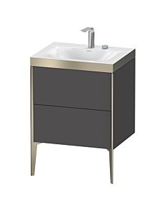 Duravit XViu vanity unit XV4709EB149P 60x48cm, 2 pull-outs, 2 tap holes, matt champagne, Rahmen P, matt graphite