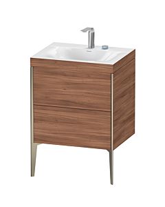 Duravit XViu vanity unit XV4709EB179C 60x48cm, 2 pull-outs, 2 tap holes, matt champagne, Rahmen C, natural walnut