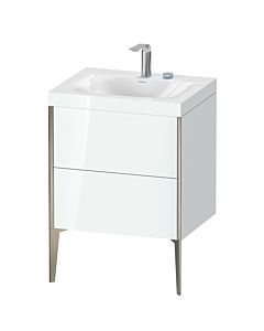 Duravit XViu Waschtisch-Unterschrank XV4709EB185C 60x48cm, 2 Auszüge, 2 Hahnlöcher, champagner matt, Rahmen C, weiß hochglanz