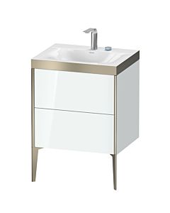 Duravit XViu Waschtisch-Unterschrank XV4709EB185P 60x48cm, 2 Auszüge, 2 Hahnlöcher, champagner matt, Rahmen P, weiß hochglanz