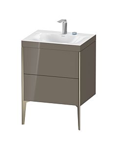 Duravit XViu Waschtisch-Unterschrank XV4709EB189C 60x48cm, 2 Auszüge, 2 Hahnlöcher, champagner matt, Rahmen C, flannel grey hochglanz