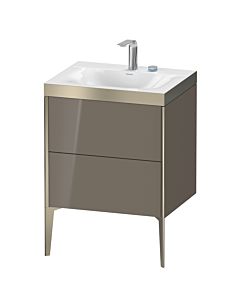 Duravit XViu Waschtisch-Unterschrank XV4709EB189P 60x48cm, 2 Auszüge, 2 Hahnlöcher, champagner matt, Rahmen P, flannel grey hochglanz