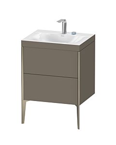 Duravit XViu vanity unit XV4709EB190C 60x48cm, 2 pull-outs, 2 tap holes, matt champagne, Rahmen C, flannel gray silk matt