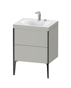 Duravit Meuble sous-vasque XViu XV4709EB207C 60x48cm, 2 coulissants, 2 trous pour robinetterie, noir mat, Rahmen C, gris béton mat
