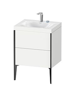 Duravit XViu Waschtisch-Unterschrank XV4709EB218C 60x48cm, 2 Auszüge, 2 Hahnlöcher, schwarz matt, Rahmen C, weiß matt