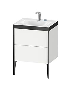 Duravit XViu Waschtisch-Unterschrank XV4709EB218P 60x48cm, 2 Auszüge, 2 Hahnlöcher, schwarz matt, Rahmen P, weiß matt