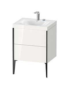 Duravit XViu Waschtisch-Unterschrank XV4709EB222C 60x48cm, 2 Auszüge, 2 Hahnlöcher, schwarz matt, Rahmen C, weiß hochglanz