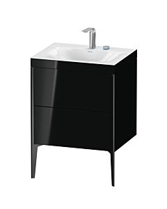 Duravit XViu Waschtisch-Unterschrank XV4709EB240C 60x48cm, 2 Auszüge, 2 Hahnlöcher, schwarz matt, Rahmen C, schwarz hochglanz