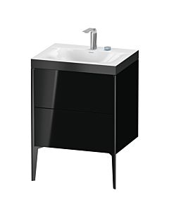 Duravit XViu vanity unit XV4709EB240P 60x48cm, 2 pull-outs, 2 tap holes, matt black, Rahmen P, high-gloss black