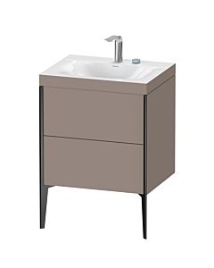 Duravit Meuble sous-vasque XViu XV4709EB243C 60x48cm, 2 coulissants, 2 trous pour robinetterie, noir mat, Rahmen C, basalte mat