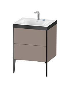 Duravit XViu Waschtisch-Unterschrank XV4709EB243P 60x48cm, 2 Auszüge, 2 Hahnlöcher, schwarz matt, Rahmen P, basalt matt