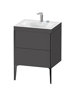 Duravit XViu Waschtisch-Unterschrank XV4709EB249C 60x48cm, 2 Auszüge, 2 Hahnlöcher, schwarz matt, Rahmen C, graphit matt