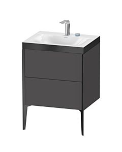 Duravit XViu vanity unit XV4709EB249P 60x48cm, 2 pull-outs, 2 tap holes, matt black, Rahmen P, matt graphite