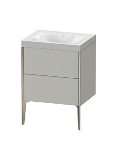 Duravit Meuble sous-vasque XViu XV4709NB107C 60x48cm, 2 coulissants, sans trou pour robinet, champagne mat, Rahmen C, gris béton mat