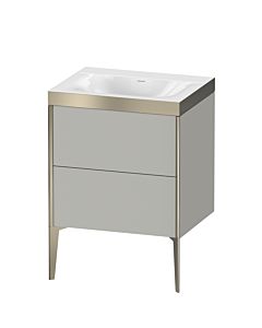 Duravit XViu Waschtisch-Unterschrank XV4709NB107P 60x48cm, 2 Auszüge, ohne Hahnloch, champagner matt, Rahmen P, betongrau matt