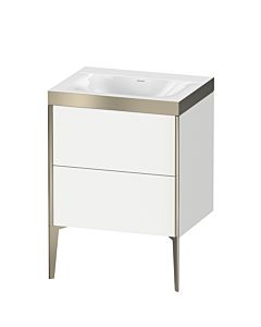 Duravit XViu vanity unit XV4709NB118P 60x48cm, 2 pull-outs, without tap hole, matt champagne, Rahmen P, matt white