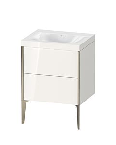 Duravit XViu Waschtisch-Unterschrank XV4709NB122C 60x48cm, 2 Auszüge, ohne Hahnloch, champagner matt, Rahmen C, weiß hochglanz