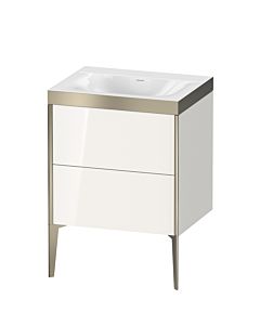 Duravit Meuble sous-vasque XViu XV4709NB122P 60x48cm, 2 coulissants, sans trou pour robinet, champagne mat, Rahmen P, blanc brillant