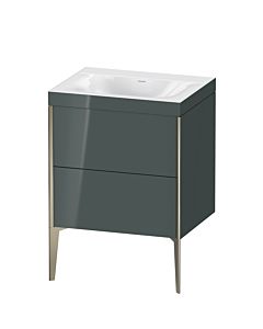 Duravit XViu Waschtisch-Unterschrank XV4709NB138C 60x48cm, 2 Auszüge, ohne Hahnloch, champagner matt, Rahmen C, dolomiti grey hochglanz