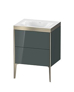 Duravit XViu vanity unit XV4709NB138P 60x48cm, 2 pull-outs, without tap hole, matt champagne, Rahmen P, dolomiti gray high gloss