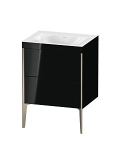 Duravit XViu Waschtisch-Unterschrank XV4709NB140C 60x48cm, 2 Auszüge, ohne Hahnloch, champagner matt, Rahmen C, schwarz hochglanz