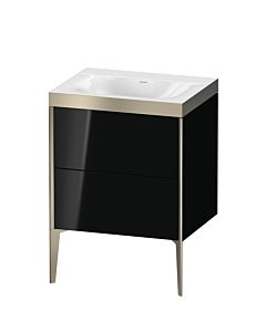 Duravit XViu Waschtisch-Unterschrank XV4709NB140P 60x48cm, 2 Auszüge, ohne Hahnloch, champagner matt, Rahmen P, schwarz hochglanz
