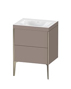 Duravit XViu Waschtisch-Unterschrank XV4709NB143C 60x48cm, 2 Auszüge, ohne Hahnloch, champagner matt, Rahmen C, basalt matt
