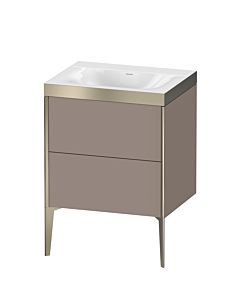 Duravit XViu vanity unit XV4709NB143P 60x48cm, 2 pull-outs, without tap hole, matt champagne, Rahmen P, matt basalt
