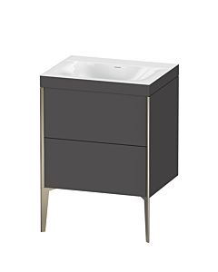 Duravit XViu Waschtisch-Unterschrank XV4709NB149C 60x48cm, 2 Auszüge, ohne Hahnloch, champagner matt, Rahmen C, graphit matt