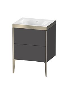 Duravit XViu Waschtisch-Unterschrank XV4709NB149P 60x48cm, 2 Auszüge, ohne Hahnloch, champagner matt, Rahmen P, graphit matt