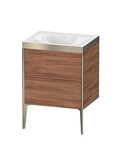 Duravit XViu vanity unit XV4709NB179P 60x48cm, 2 pull-outs, without tap hole, matt champagne, Rahmen P, natural walnut