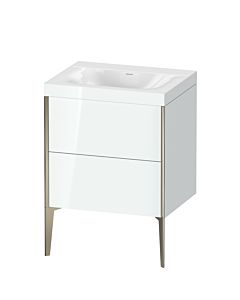 Duravit Meuble sous-vasque XViu XV4709NB185C 60x48cm, 2 coulissants, sans trou pour robinet, champagne mat, Rahmen C, blanc brillant