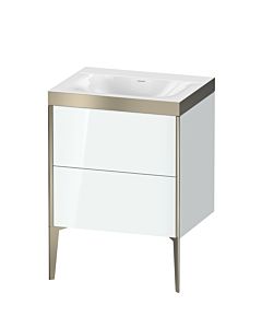 Duravit XViu Waschtisch-Unterschrank XV4709NB185P 60x48cm, 2 Auszüge, ohne Hahnloch, champagner matt, Rahmen P, weiß hochglanz