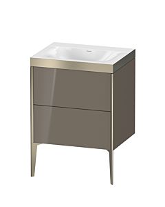 Duravit XViu vanity unit XV4709NB189P 60x48cm, 2 pull-outs, without tap hole, matt champagne, Rahmen P, flannel gray high gloss