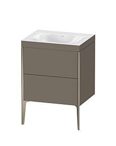 Duravit XViu vanity unit XV4709NB190C 60x48cm, 2 pull-outs, without tap hole, matt champagne, Rahmen C, flannel gray silk matt