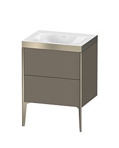 Duravit Meuble sous-vasque XViu XV4709NB190P 60x48cm, 2 coulissants, sans trou pour robinet, champagne mat, Rahmen P, flanelle gris soie mat