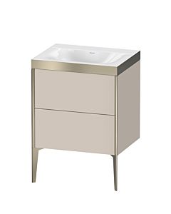 Duravit XViu vanity unit XV4709NB191P 60x48cm, 2 pull-outs, without tap hole, matt champagne, Rahmen P, matt taupe