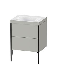Duravit XViu vanity unit XV4709NB207C 60x48cm, 2 pull-outs, without tap hole, matt black, Rahmen C, matt concrete gray