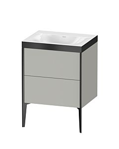 Duravit XViu vanity unit XV4709NB207P 60x48cm, 2 pull-outs, without tap hole, matt black, Rahmen P, matt concrete gray