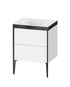 Duravit Meuble sous-vasque XViu XV4709NB218P 60x48cm, 2 coulissants, sans trou pour robinetterie, noir mat, Rahmen P, blanc mat